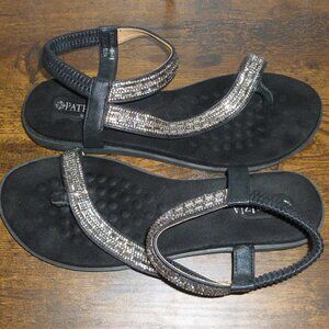 Patrizia by Spring Step Gunmetal Jeweled Thong Sandals